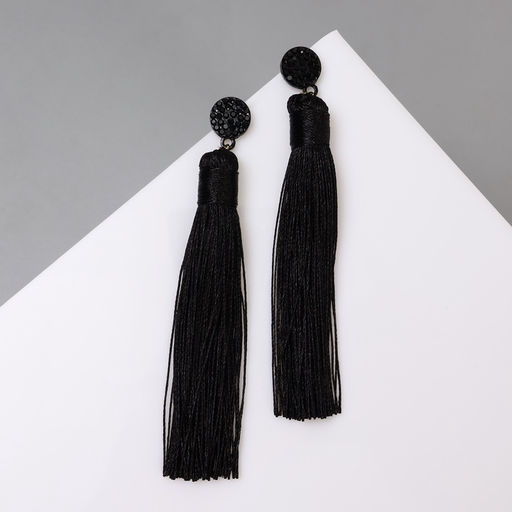 Серьги «Кисти» гармония, цвет чёрный, L кисти 8.5 см