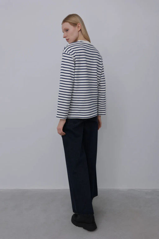 Черно-белый лонгслив в горизонтальную полоску - Incity фото 9