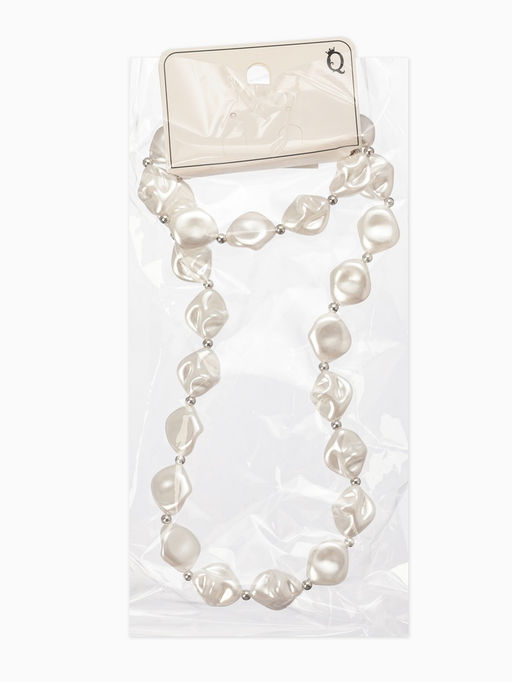 Набор 2 предмета: бусы, браслет «Жемчуг барочный. Ромб», 40/18 см, белый в серебре