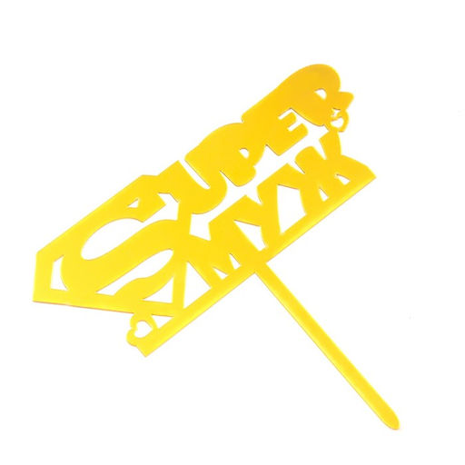 Цена за 5 шт. Топпер для торта Super Муж, золотой - Дарим Красиво фото 3