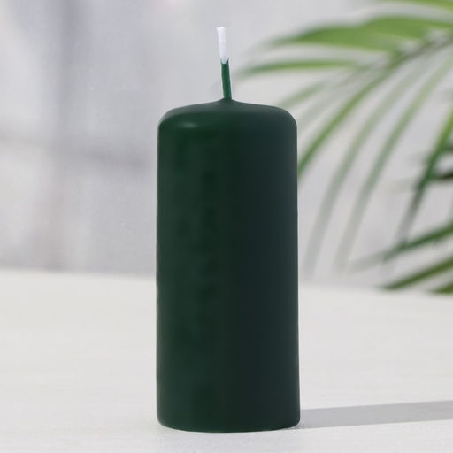 Цена за 2 шт. Свеча-цилиндр, 4×9 см, 11 ч, 90 г, т. зелёная