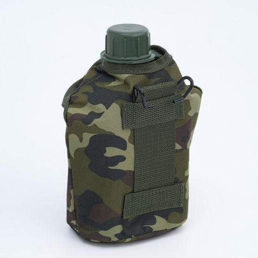 Фляжка армейская походная Adventure, 1 л, для воды, с котелком, пластиковая, зелёная