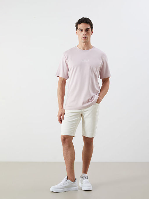 Bisiklet Yaka Bask?l? Erkek Ti??rt