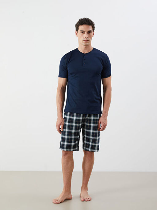 Standart Kal?p Erkek ?ortlu Pijama Tak?m?