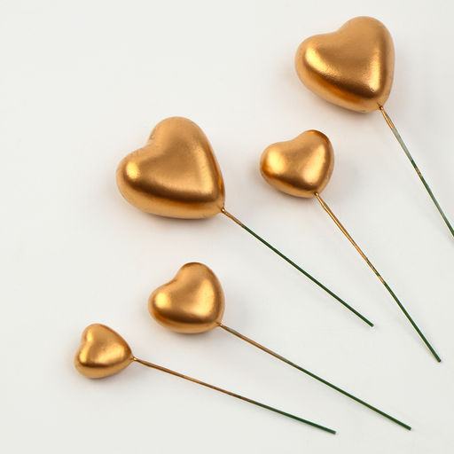 Топперы для торта «Сердечки», 12 см, золотой