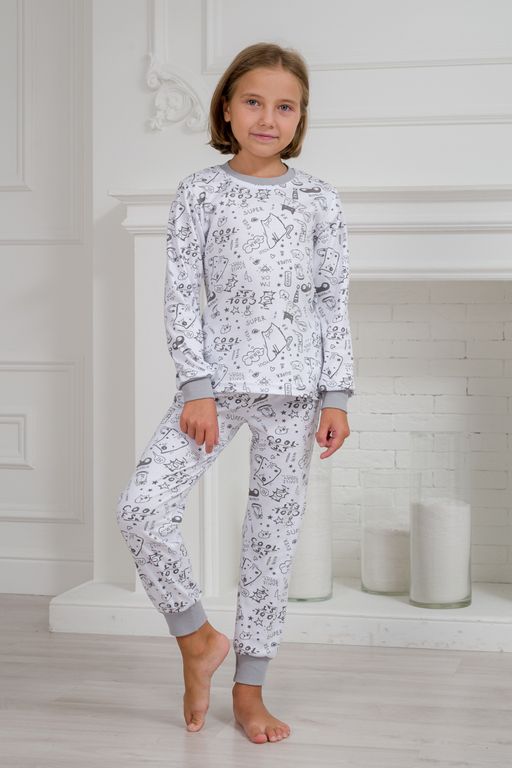 Пижама детская из интерлока Потешка котик серый - Амадэль фото 3