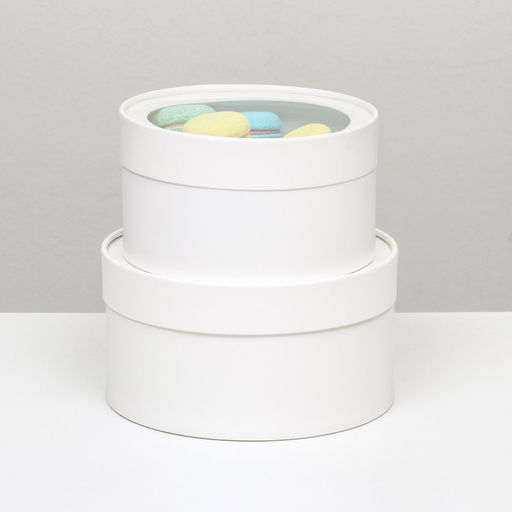 Набор 2 в 1 круглых коробок Белая с окном, 21 х 11 - 18 х 10 см - UPAK LAND фото 9