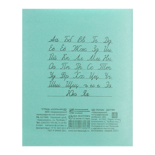 Цена за 200 шт. Тетрадь 12 листов в линейку «Зелёная обложка», эконом, плотность обложки 60 г/м²