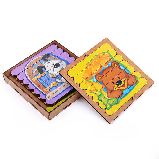 Пазлы-палочки "Зверята" дер.