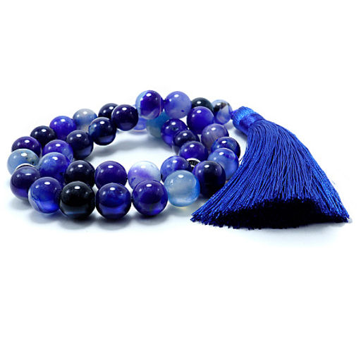 Четки из камня 33 бусины Синий агат, помогает наладить отношения, дарует карьерный рост 10мм