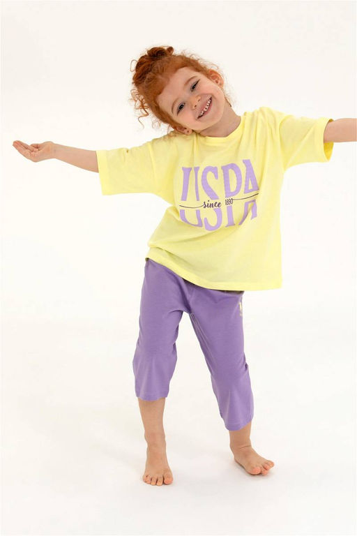 Светло-желтый пижамный комплект для девочки Неожиданная скидка в корзине - U.s. polo assn фото 2