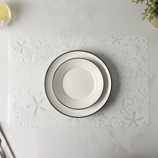 Цена за 12 шт. Салфетка сервировочная на стол «Цветочные узоры» , 42×28 см, цвет белый