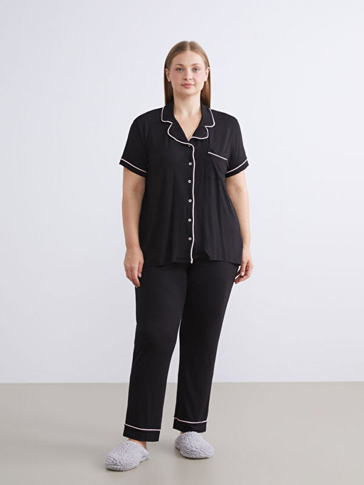 G?mlek Yaka Kad?n Pijama Tak?m?