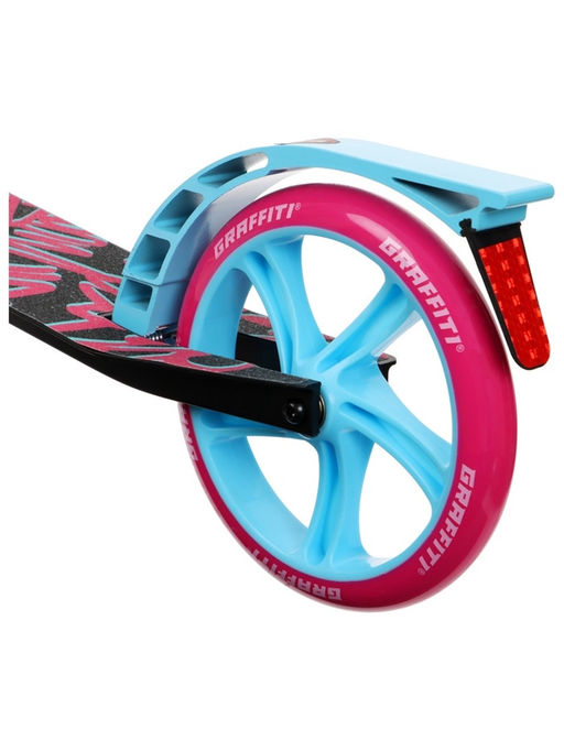 Самокат городской GRAFFITI Lux 200, складной, колёса PU 200 мм, амортизатор передний, ABEC 11 Carbon, чёрный, розовый