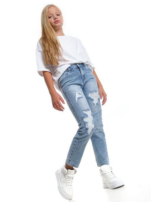 Джинсы голубые для девочки 33-1064 голубой - Mini maxi фото 7