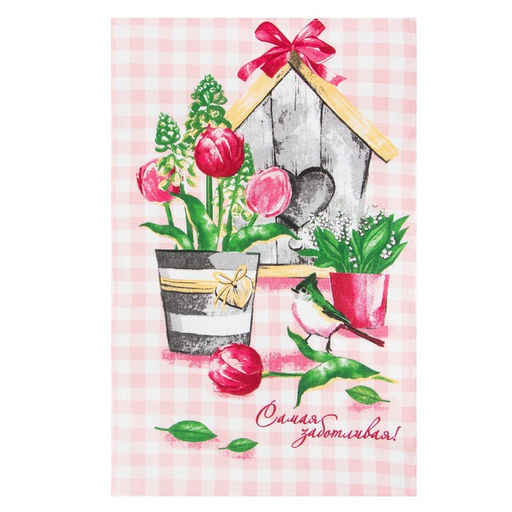 Набор кухонных полотенец Доляна Самой заботливой, 35х60см-2шт, 100% хл  фото 2