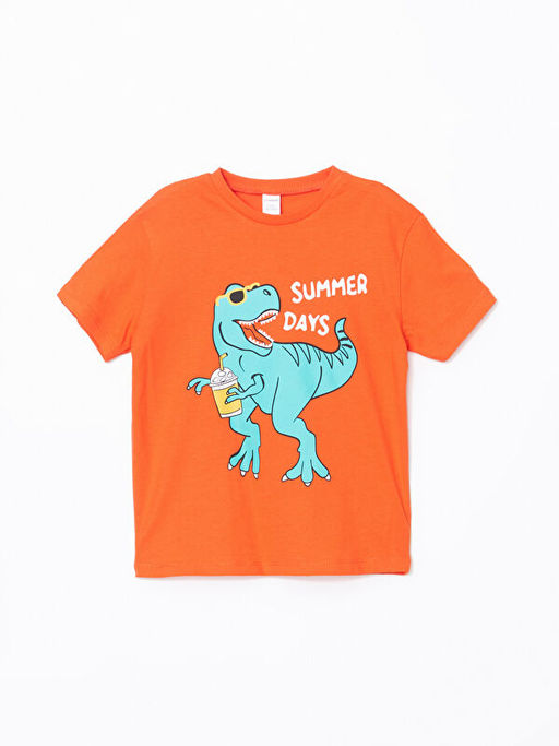 Bisiklet Yaka Dinozor Bask?l? Erkek ?ocuk Ti??rt