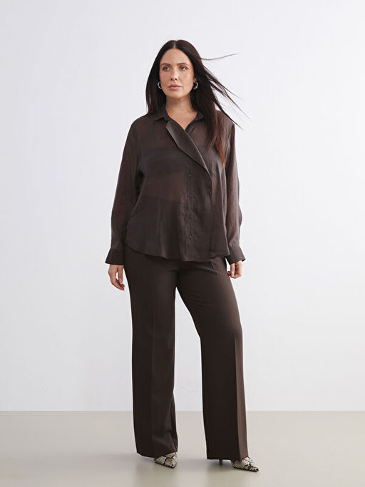 B?y?k Beden Dar Fit ?spanyol Pa?a Kad?n Pantolon