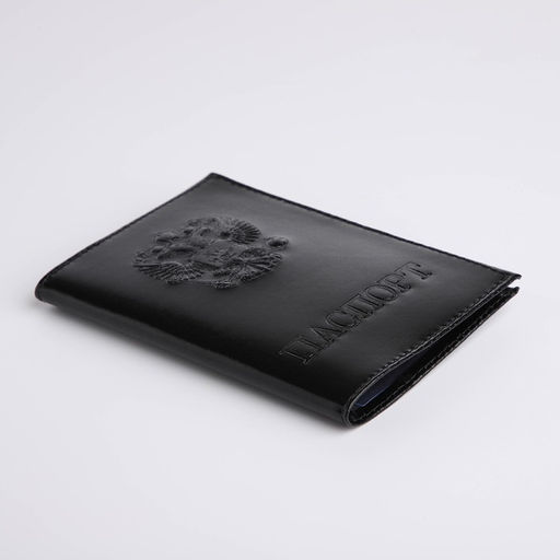 Обложка для паспорта, натуральная кожа, чёрная