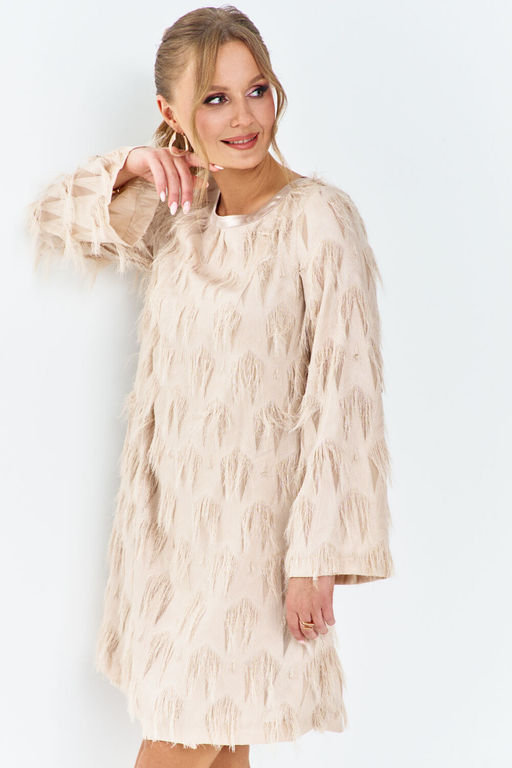 Платье Euro Moda 648 бежевый(золотистый)