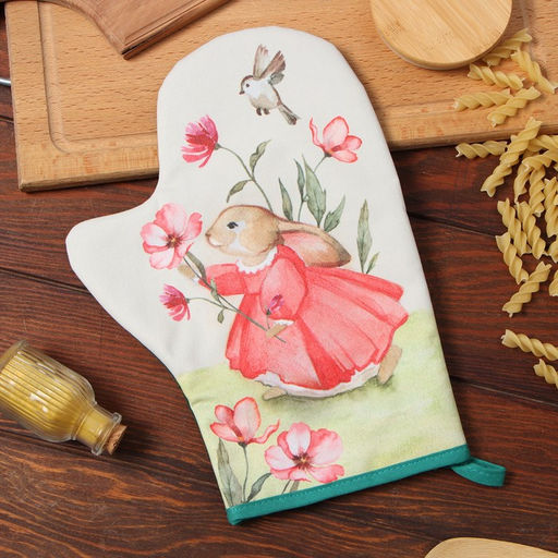 Варежка-прихватка Этель Кролик 20х28см,саржа, 100% х/л, ватин 250г/м2  фото 5