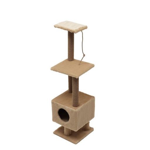 Комплекс для кошек с когтеточкой, с домиком и 2 полками, 37 х 37 х 120 см, бежевый - Simaland фото 15