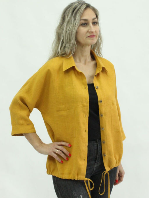 100% ЛЁН блузка рубашка по низу кулиска - Елецкие узоры фото 9