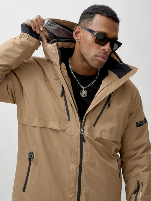 Горнолыжный костюм мужской зимний бежевого цвета 3710B - Leifensh фото 19