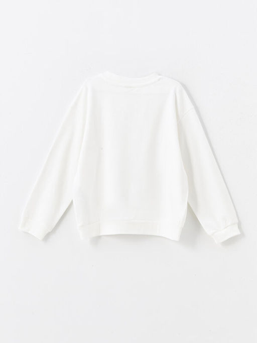 Bisiklet Yaka Uzun Kollu Bask?l? K?z ?ocuk Sweatshirt - Waikiki фото 2