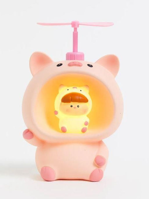 Kопилка - ночник Baby pig fan, pink (13,5 см), пластик