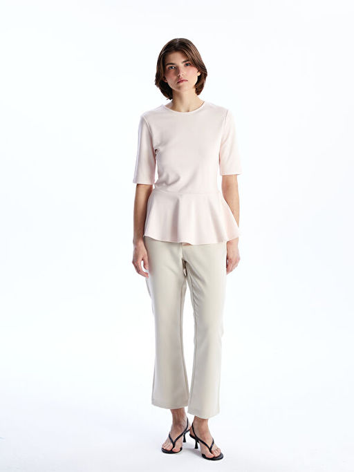 Bisiklet Yaka Peplum Bluz