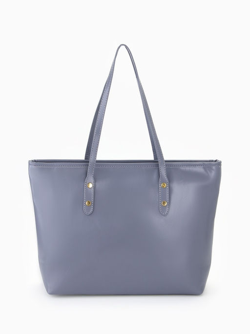 Сумка-шопер женская на молнии, размер 30.5×12×27 см, однотонная, серая