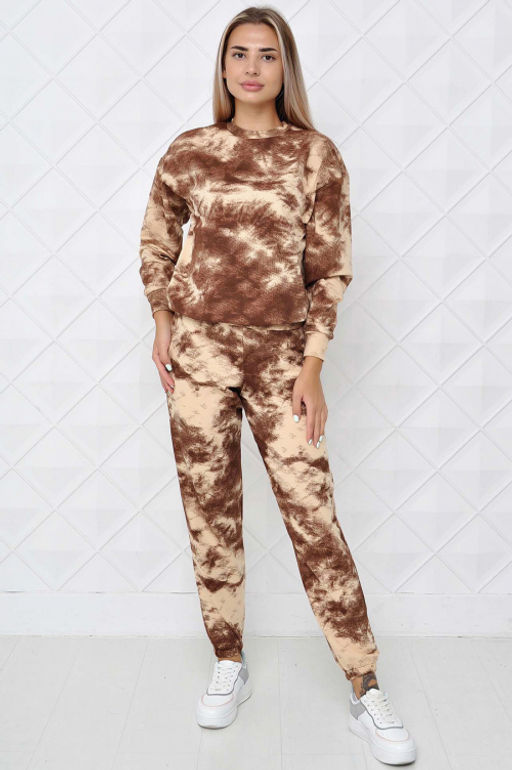 Арт. 2331 Костюм с брюками женский 44-52 (5 шт) Цвет:бежево- коричневый - Калинка фото 9