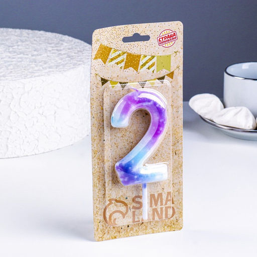 Свеча в торт на шпажке Галактика, цифра 2, 9 см, ГИГАНТ - Страна карнавалия фото 2