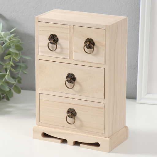 Шкатулка для росписи дерево «Комод 4 ящика», для творчества, декора, 22×15×8.2 см