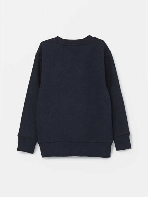 Bisiklet Yaka Bask?l? Uzun Kollu Erkek ?ocuk Sweatshirt