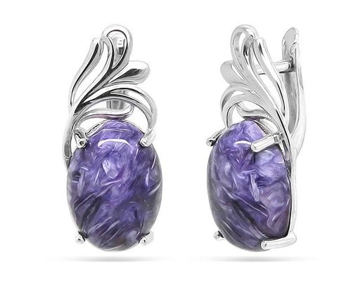 Серьги из серебра чароит, СПН4050