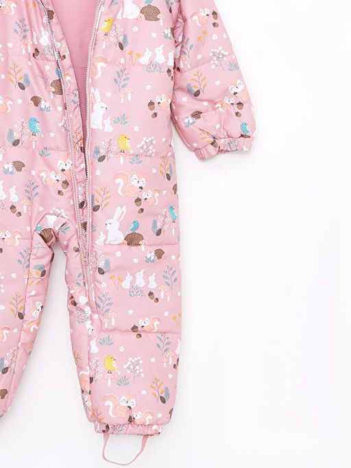 Kap??onlu Uzun Kollu Patikli Bask?l? K?z Bebek Fermuarl? Astronot Mont - Waikiki фото 3