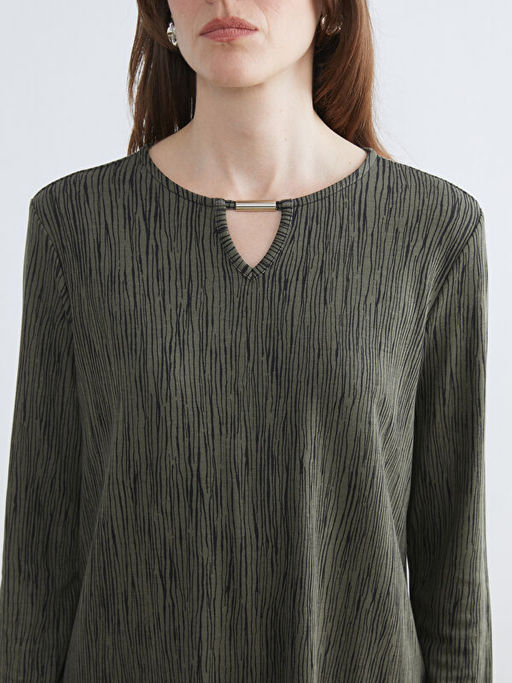 Bisiklet Yaka Desenli Bluz