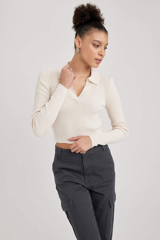 Cool Slim Fit свитер с воротником-поло - Defacto фото 3