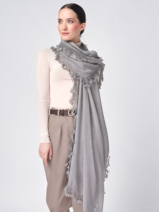 Большой, мягкий, тонкий и очень нежный двусторонний палантин с рисунком. - Tantino фото 5