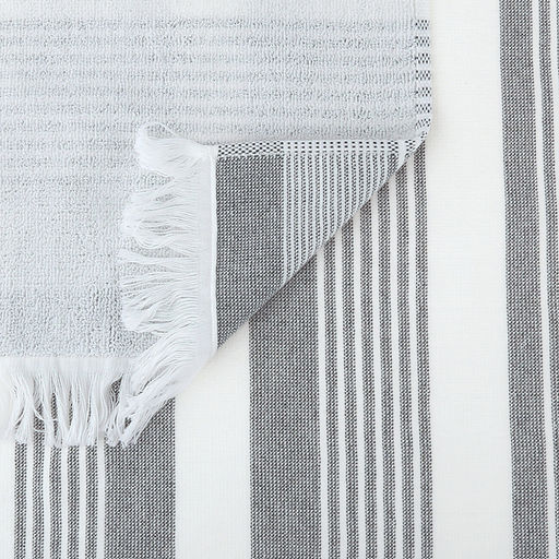 Полотенце махровое "Полосатый рейс" 50х90см, хлопок 100%, с бахромой, серый (Китай)