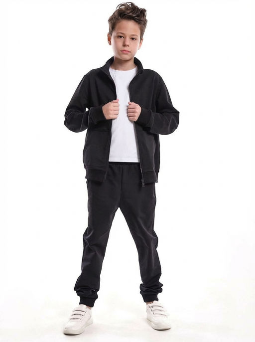 Комплект спортивный плотный из футера 22-7375 черный - Mini maxi фото 4