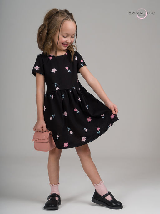 Платье Лето тюльпаны на черном