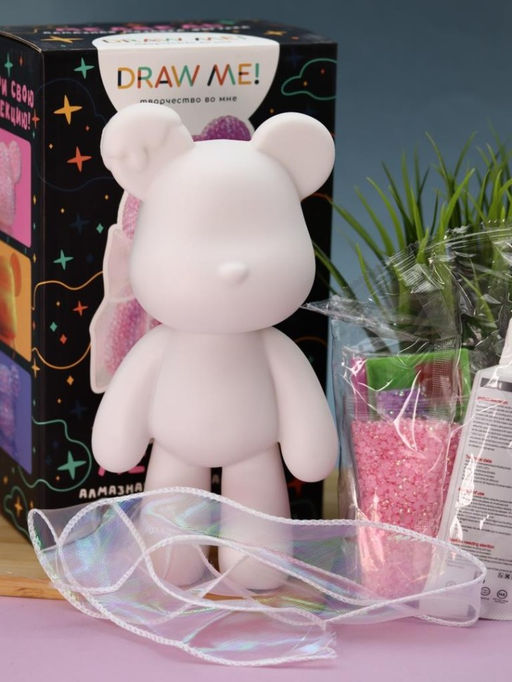 Алмазная мозаика на фигурке Draw Me! Pink bear, (14*9.5*23 см)