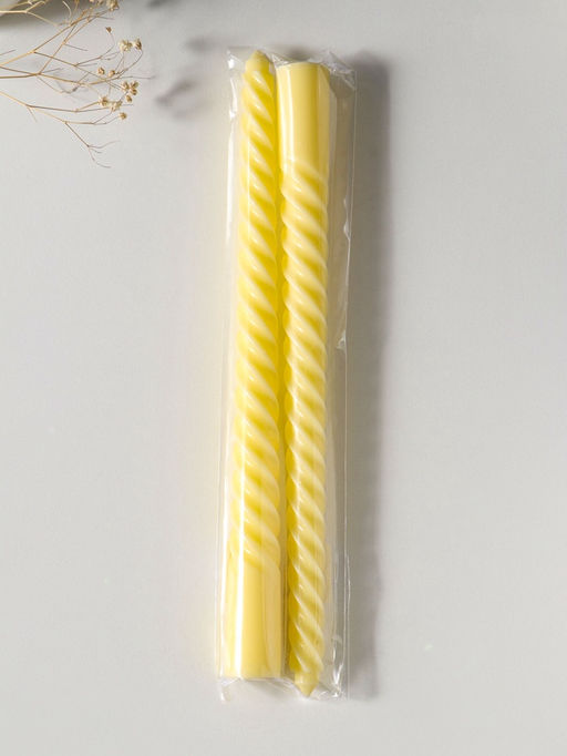 Цена за 2 шт. Свеча витая 25 см (набор 2 шт) 57 гр, 5 ч, цв. пастельно-жёлтый