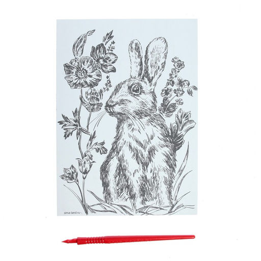 Гравюра Кролик на лугу A5, с металлическим эффектом голография - Школа талантов фото 3