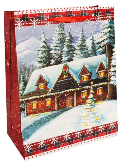Пакет подарочный новогодний Dream Cards 18х23см "Волшебный дом" (ПКП-3776) плотность 210гр., глиттер