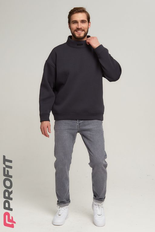 Спортивный мужской свитшот с начесом, цвет антрацит swm.041.004
