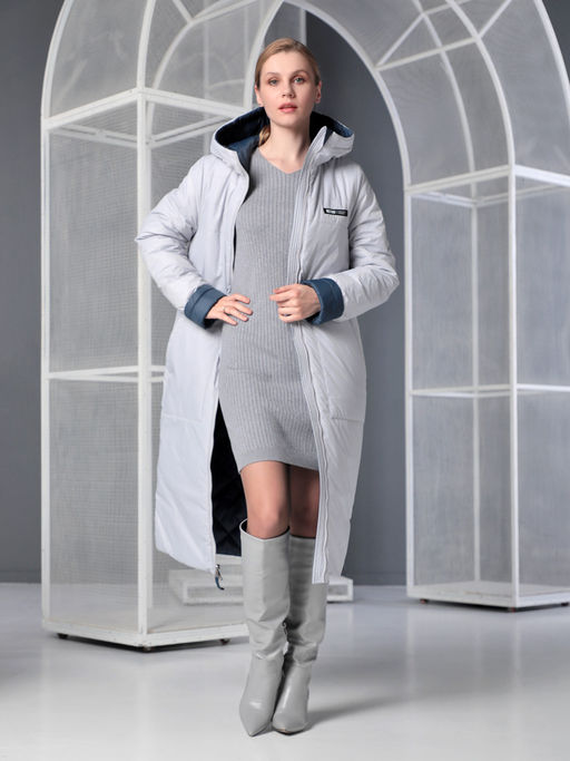 25312 Пальто дем. двустороннее синий/серый - Dizzyway фото 6